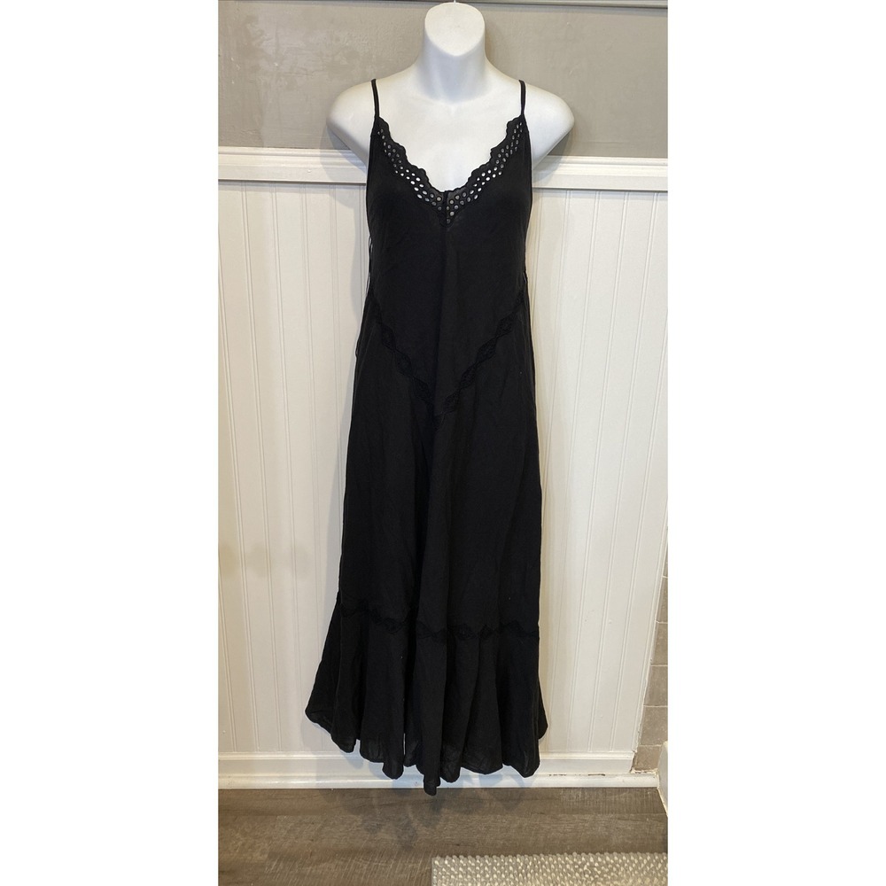 Zara NWT Maxi Open Back  Dress‎ Black Small